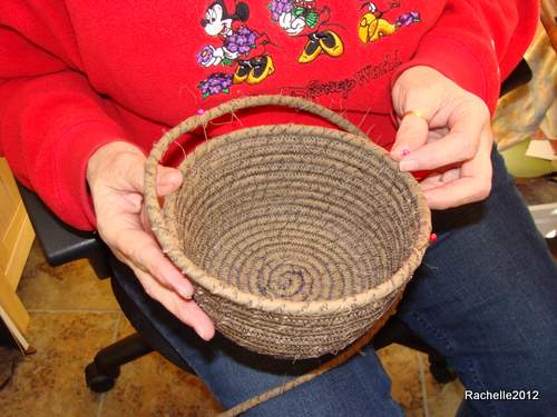 Place marker pins on opposite sides of the bowl for handles